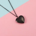 Collana con medaglione foto minimalista in acciaio inossidabile 316L finitura cuore nero - Nero