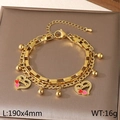 Double-layer gold stainless steel Mama heart charm bracelet for Mother's Day - Mama Letter Hollow Heart Style (KB203665-Z)