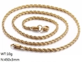 Collar de cadena de torsión minimalista en acero de titanio chapado en oro 18k de 3mm - 450mm*3mm / Dorado