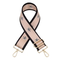 Detail of adjustable bag strap with leopard print stars and gold metal carabiners - Lotus Pink