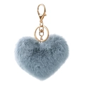 Plush heart keychain in blue faux fur with a premium gold metal clasp and ring - Dark Gray