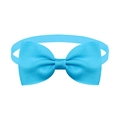 Sky blue ribbed fabric pet bowtie with adjustable elastic strap for cats and dogs - Lake Blue