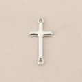 Detailed view of silver-plated cross connector with dual rings for DIY jewelry crafting - Floral & Stripe / 1.9*0.9cm / Silver