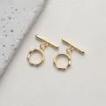 Detail of 14K gold plated OT toggle clasps for DIY jewelry making and handmade necklaces - Style C Wave Round / 14K Gold