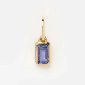 Rectangle emerald-cut deep purple zircon pendant with gold plated stainless steel frame - December Pendant-Blue