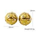Luxurious 20mm gold domed earrings with inlaid white pearls and crystals, 20.2g pair - Gold (Pearl & White Rhinestone)