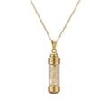 Golden perfume bottle pendant necklace with yellow crystal stones on a clean white background - 304 Gold Citrine