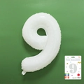 White 40 inch number 9 foil balloon with pearlescent finish and paper card packaging - 40-inch White 9-piece Cardboard Box