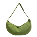 Grass green nylon crescent bag with adjustable shoulder strap for casual daily use - Green