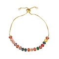 Bracciale regolabile in oro con una fila di vivaci pietre di zirconia colorate ovali - Colorato