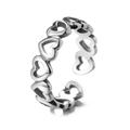 S925 sterling zilveren ring met holle hartjes en verstelbare open band in zilverkleur - Verstelbaar Open / T156 Omwikkeld Hart Stijl