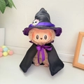 Halloween wizard outfit for Labubu plush doll featuring purple hat and black cape - Dark Knight Cloak Purple / First And Second Generation Keychains Are Compatible With La Cloth Dolls. Dolls Not Included.