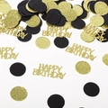 Coriandoli glitter neri e oro con scritta Happy Birthday per decorazioni per feste - 100 Pezzi / Oro Nero