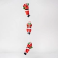 Christmas decoration featuring three Santa Claus figures climbing a white rope hanging toy - Three Person Rope
