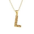 Golden 18K stainless steel necklace featuring a letter L pendant with textured finish - Letter L / Gold