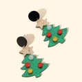 Christmas tree tassel earrings with green glitter finish and colorful festive ornaments - 925 Sterling Silver Earring Post - Green / 29# Green Sequined Christmas Tree