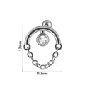 Silver stainless steel butterfly chain stud with 13mm dangle and white zircon stone - #7 Round Zircon Chain