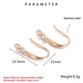 Rose gold stainless steel earring hooks with clear cubic zirconia for DIY jewelry - Rose Gold (KLJ8218-Z)