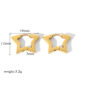 Detailed dimensions of 18k gold star earrings showing 12mm height and 18mm width - Gold Star Hoop (TE6028-6)