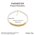 Gedetailleerde weergave van de productparameters van de parel- en goudketting - Roestvrij Stalen Gespleten Ronde Kraalstijl (KN288914-Z)