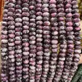 Pink rhodonite natural stone abacus beads string for handmade jewelry making - 5*8mm (Per Strand) / Rose Spotted