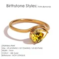 Golden irregular wave ring featuring a pear-cut yellow zircon November birthstone - Light Yellow
