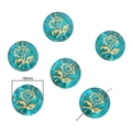 Green baroque hand-painted 18mm glass beads with gold floral patterns for jewelry making - #30 Rose Flat Round 15pcs/pack