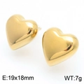 Polished 18K gold-plated hollow heart stud earrings measuring 19x18mm and weighing 7g - Gold Small (19*18mm)