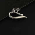 Elegant silver metal hair claw clip in minimalist abstract heart shape with polished finish - Fish Head Style / Silver