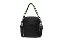 Crossbody bag for men with neon green woven handle and adjustable nylon shoulder strap - Black with Neon Green Cord