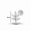 F136 titanium leaf-shaped labret stud with zircon and 8mm stem for piercings - Agile Leaf Shape (T2504-6#) / Silver