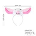 Pink plush pig ear headband for children costumes featuring soft fabric and large ears - 3D Pig - White