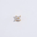 Macro detail of a golden four-leaf clover stud earring with sparkling cubic zirconia gems - Gold Clover Pendant Only (Without Chain)