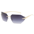 Lunettes de soleil sans monture avec verres dégradés violets et branches en métal doré - Branche Dorée Verre Double Gris