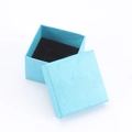 Light blue square jewelry gift box with shell pattern and black velvet foam insert - Scallop Pattern Sky Blue / 5*5*3 Ring Box