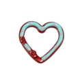 Red-brown heart carabiner with light blue stripes and pink dots for DIY keychains - Red Base