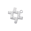Vista macro del pendente costellazione in argento con perle bianche su sfondo bianco - Ciondolo Perla Acquario Argentato