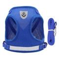 Reflecterend blauw hondentuigje en riemset met ademend mesh voor buitenwandelingen - M / Klassiek blauw