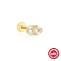 Clou labret en argent 925 doré 18K avec zircons baguette et poinçon S925 officiel - Or #5 (Taille Baguette)