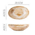 Japanese style coarse ceramic pasta bowl in beige with size specs 20.5cm x 13.5cm x 4.5cm - White Hand-painted Boat Bowl