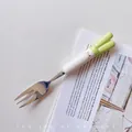 Fourchette créative en acier avec manche en céramique en forme d'oignon vert - Fourchette à oignon