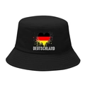 Black unisex bucket hat featuring a heart-shaped Germany flag dripping paint design - M / 9# Splatter Heart - Black