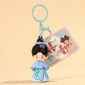 Simpatico portachiavi con bambola hanfu azzurra e anello di plastica abbinato - Confezione in sacchetto OPP / Coppia in Stile Cinese - Ragazzo - Blu