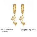 Detailed view of gold floral hoop earrings with dimensions 11.1 by 20.4 mm - Gold Color Iris