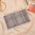 Gray velvet jewelry tray with 6 compartments for drawer organization and storage - Multi-compartment / Gray