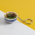 Realistic beef noodle bowl keychain with blue and white porcelain pattern and metal ring - No.19 Braised Beef Noodles (Model)