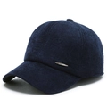 Berretto da baseball in velluto a coste blu scuro con placca in metallo sport - Regolabile / Blu