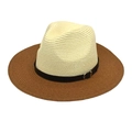 Cappello di paglia Panama pieghevole per uomo e donna con tesa larga e fibbia in metallo - M (56-58cm) / Cachi & Crema