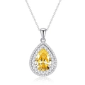 Collana in argento con ciondolo a goccia in citrino giallo circondato da cristalli bianchi - Argento 925 / Giallo Oca