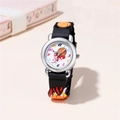 Kids sports watch with black basketball and flame theme silicone strap and metal case - Black